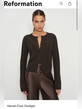 Reformation Hannah Crew Cardigan - Espresso